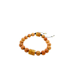 Burmese Red Jadeite Spirit Drum Mala Silk Bracelet