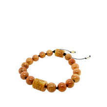 Burmese Red Jadeite Spirit Drum Mala Silk Bracelet