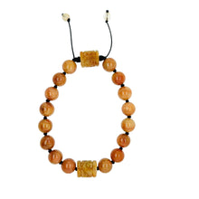 Burmese Red Jadeite Spirit Drum Mala Silk Bracelet