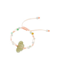Burmese Jadeite Butterfly Children's Silk Bracelet