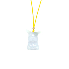 Burmese Jadeite Pikachu w/14kt YG Bead Silk Adjustable Necklace
