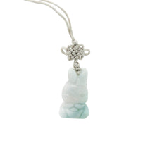 Burmese Jadeite Rabbit Holding Gold Ingot Charm