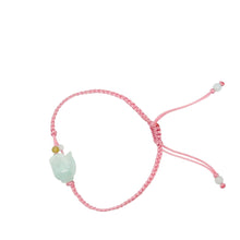 Burmese Jadeite Tulip Silk Bracelet
