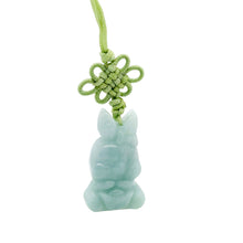 Burmese Jadeite Rabbit Holding Gold Ingot Charm