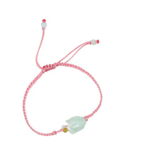 Burmese Jadeite Tulip Silk Bracelet