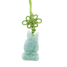 Burmese Jadeite Rabbit Holding Gold Ingot Charm