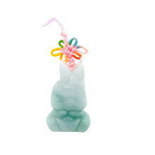 Burmese Jadeite Rabbit Holding Gold Ingot Charm