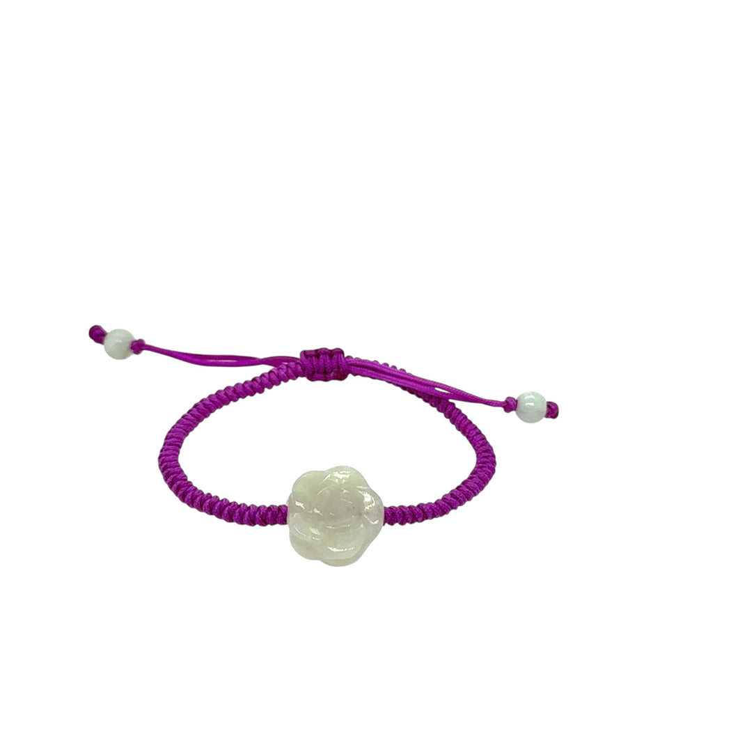 Burmese Jadeite Cherry Blossom Happiness Children's Silk Bracelet