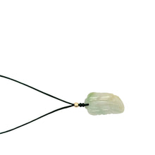 Burmese Icy Tri-Color Jadeite Feather w/14kt YG Bead Silk Adjustable Necklace