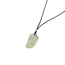 Burmese Icy Tri-Color Jadeite Feather w/14kt YG Bead Silk Adjustable Necklace