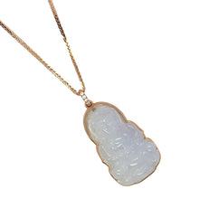 18kt RG Diamond Bail w/Burmese Icy Lavender Jadeite Kuan Yin Pendant