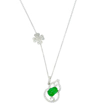 18kt WG, 1ct White Diamond Gourd w/Burmese Imperial Green Jadeite Rabbit Pendant