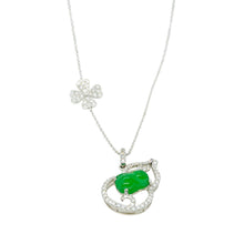 18kt WG, 1ct White Diamond Gourd w/Burmese Imperial Green Jadeite Rabbit Pendant