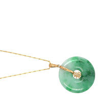 18kt YG Burmese Apple Green Jadeite Traditional Good Fortune Pendant