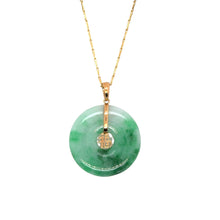 18kt YG Burmese Apple Green Jadeite Traditional Good Fortune Pendant