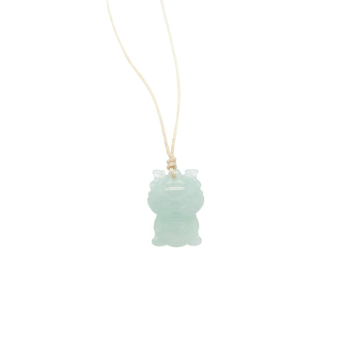 Burmese Icy Blue Jadeite Baby Dragon Silk Adjustable Necklace