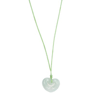 Burmese Jadeite Open Heart & Treasure Vase Silk Adjustable Necklace
