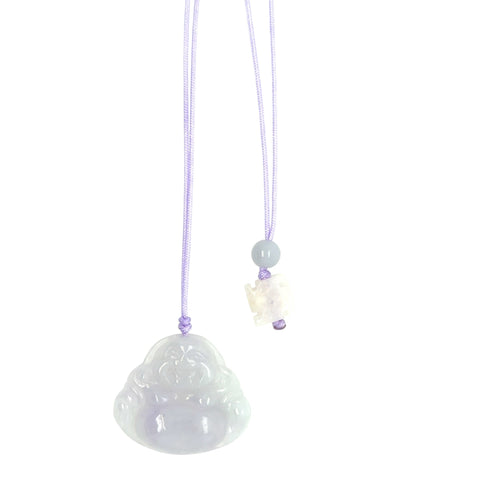 Burmese Jadeite Happy Money Buddha Silk Adjustable Necklace
