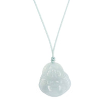 Burmese Jadeite Small Money Happy Buddha Paired w/Buddha Heart Silk Adjustable Necklace