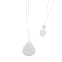 Burmese Jadeite Small Money Happy Buddha Paired w/Buddha Heart Silk Adjustable Necklace