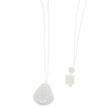 Burmese Jadeite Small Money Happy Buddha Paired w/Buddha Heart Silk Adjustable Necklace