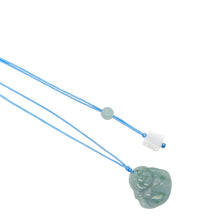 Burmese Jadeite Small Money Happy Buddha Paired w/Buddha Heart Silk Adjustable Necklace