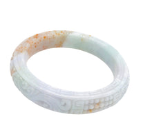 Burmese Red Blue Jadeite Storyboard Comfort Fit Bangle