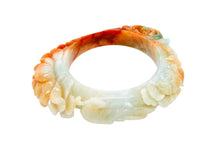 Burmese Tri Color Jadeite Phoenix, Peony Garden Storyboard Asymmetrical Comfort Fit Bangle