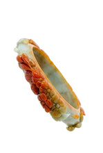 Burmese Red Honey Jadeite Peony Blossom Leaves, Cherry Blossom Storyboard Comfort Fit Bangle