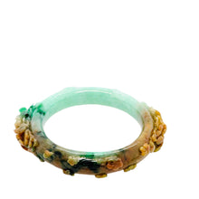 Burmese Bi Color Honey Red Jadeite Storyboard Oval Comfort Fit Bangle