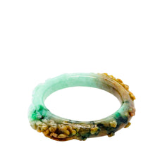 Burmese Bi Color Honey Red Jadeite Storyboard Oval Comfort Fit Bangle