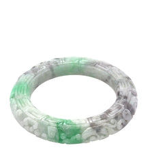 Burmese Bi Color Gray Lavender & Apple Green Jadeite Storyboard Bangle