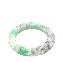 Burmese Bi Color Gray Lavender & Apple Green Jadeite Storyboard Bangle