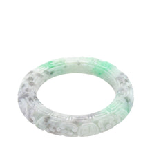Burmese Bi Color Gray Lavender & Apple Green Jadeite Storyboard Bangle