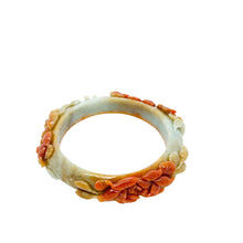 Burmese Red Honey Jadeite Peony Blossom Leaves, Cherry Blossom Storyboard Comfort Fit Bangle