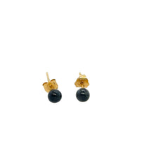 18kt Yellow Gold Burmese Black Jadeite Studs