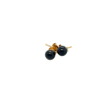 18kt Yellow Gold Burmese Black Jadeite Studs