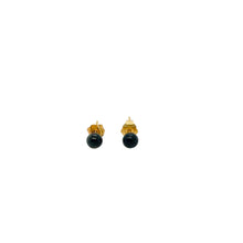 18kt Yellow Gold Burmese Black Jadeite Studs
