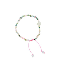 Burmese Jadeite Baqua & Watermelon Tourmaline Silk Bracelet