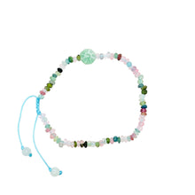 Burmese Jadeite Baqua & Watermelon Tourmaline Silk Bracelet