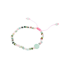 Burmese Jadeite Baqua & Watermelon Tourmaline Silk Bracelet