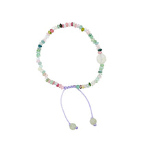 Burmese Jadeite Baqua & Watermelon Tourmaline Silk Bracelet