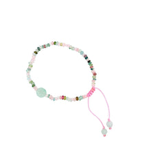 Burmese Jadeite Baqua & Watermelon Tourmaline Silk Bracelet
