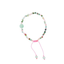Burmese Jadeite Baqua & Watermelon Tourmaline Silk Bracelet