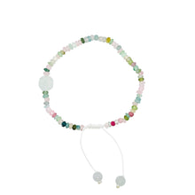 Burmese Jadeite Baqua & Watermelon Tourmaline Silk Bracelet
