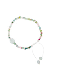 Burmese Jadeite Baqua & Watermelon Tourmaline Silk Bracelet