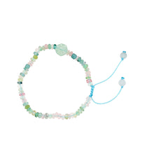 Burmese Jadeite Baqua & Watermelon Tourmaline Silk Bracelet