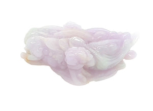 Burmese Tri Color Lavender, Pink & Green Jadeite Money Toad Carving