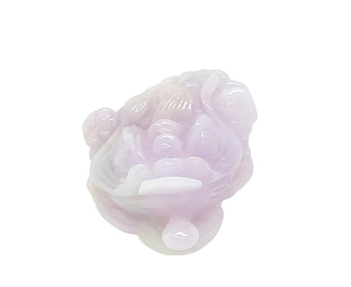 Burmese Tri Color Lavender, Pink & Green Jadeite Money Toad Carving