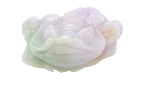 Burmese Tri Color Lavender, Pink & Green Jadeite Money Toad Carving